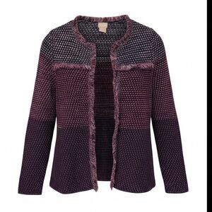 Chico's Designer Ombre Fringe Cardigan  Boho Chic 0 Petite